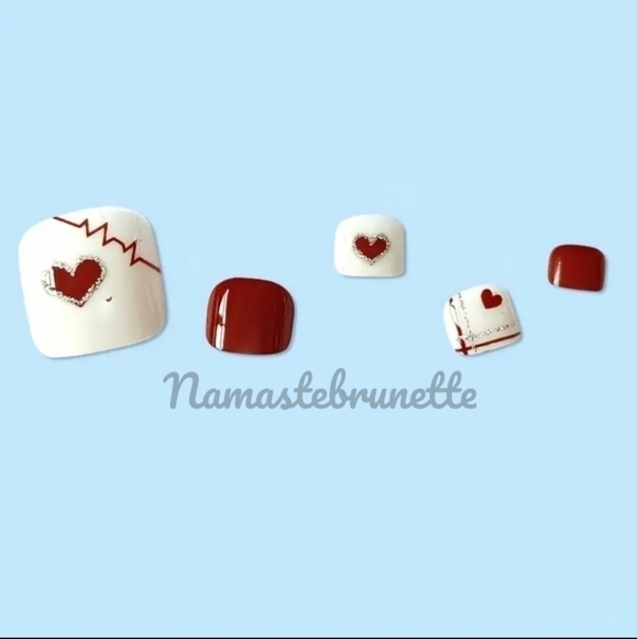 2/$16 Red Hearts To Press On Toenails - Picture 5 of 17